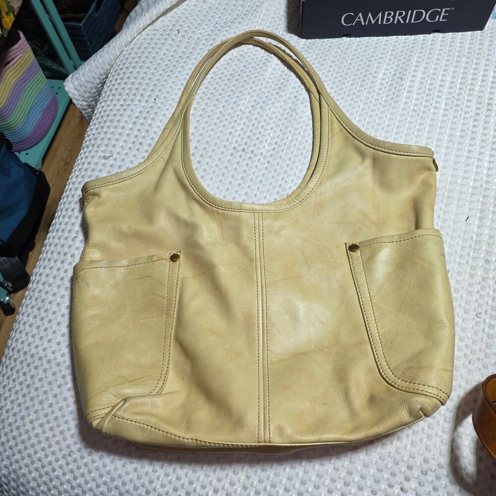FRYE CAMPUS CAMEL LEATHER RIVET HOBO SHOULDER BAG